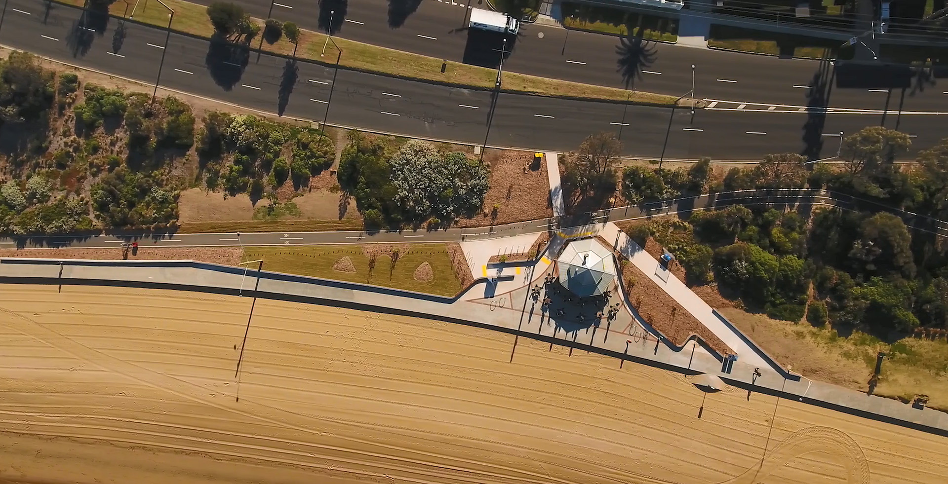 Landscape construction Pt Ormond overhead Landscape construction Pt Ormond overhead