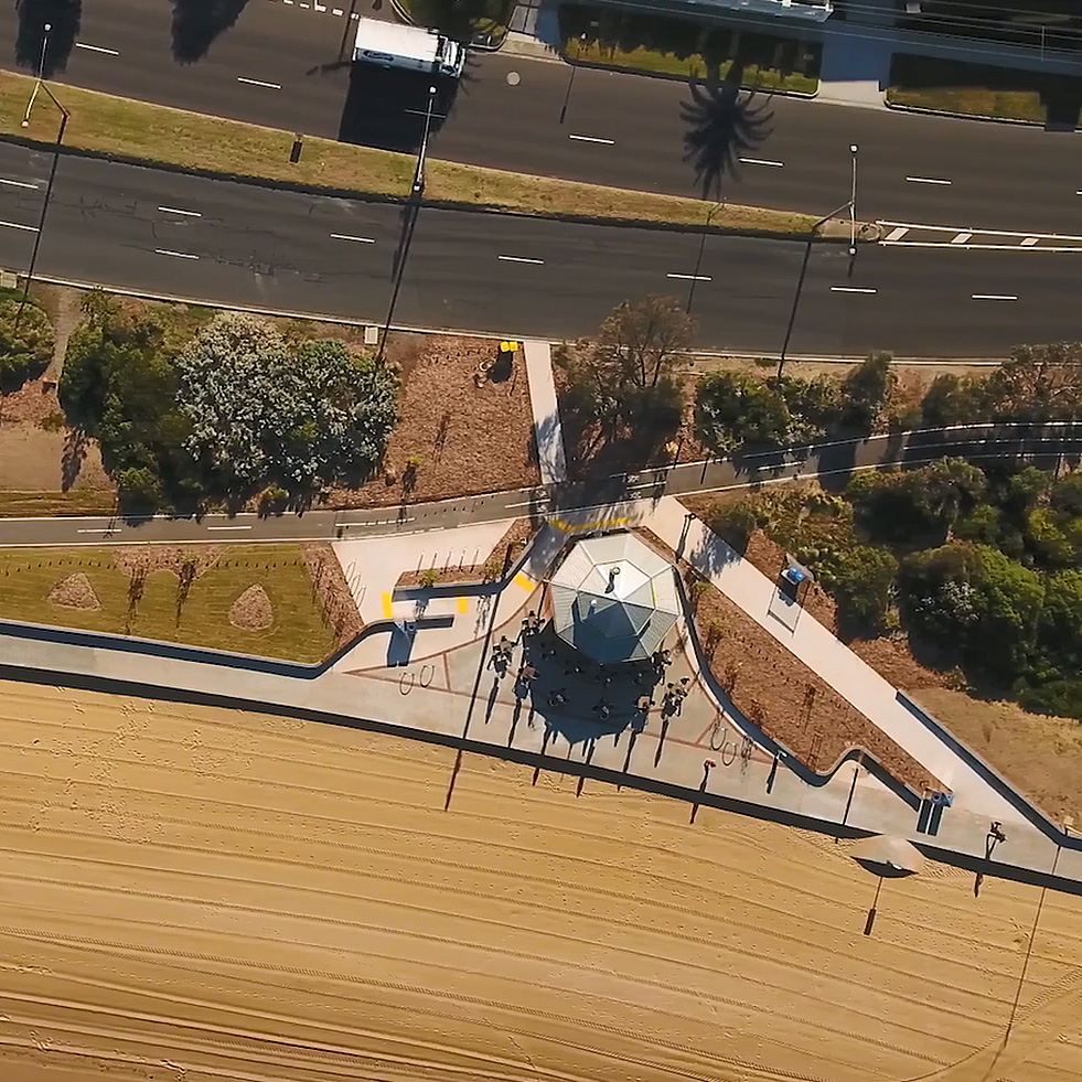 Point Ormond kiosk landscape aerial Point Ormond kiosk landscape aerial